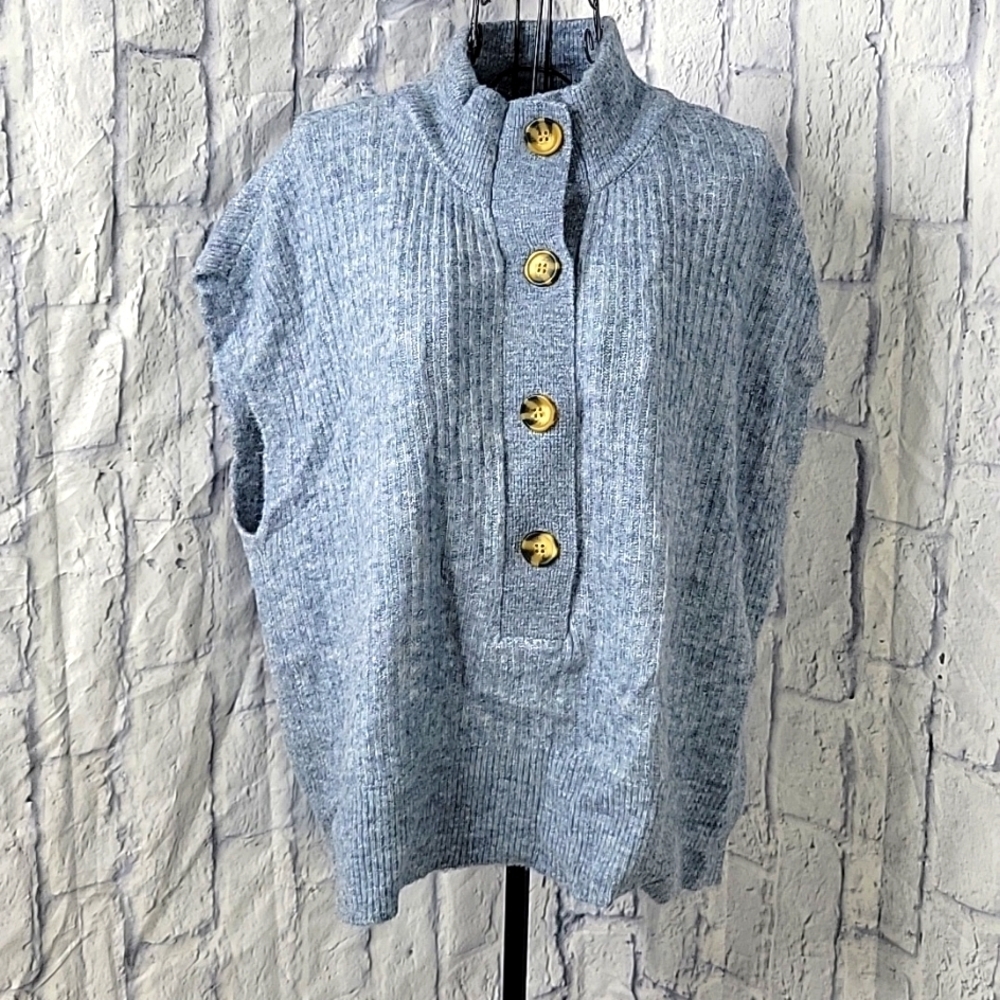 FRANSA Blue Furry‎ Knitted Waistcoat Sweater Size Large